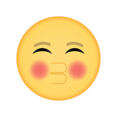 Fototapeta premium Blushing kiss emoji with closed eyes