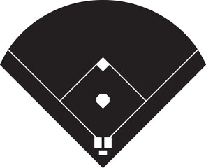 Clean black and white baseball field graphic sport and recreation illustration concept design