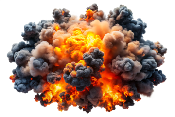 Dramatic Fire Explosion with Black and Orange Smoke Clouds A I G E N E R A T E D - P N G isolated on a transparent background
