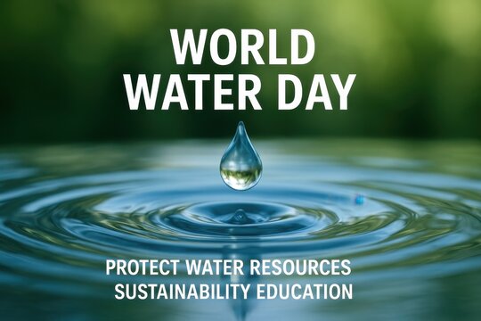 World Water Day Awareness With Realistic Water Drop Falling And Environmental Conservation Message For Global Water Resource Protection