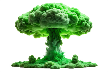 Dramatic Green Mushroom Cloud Explosion Isolated on Pure Black Background A I G E N E R A T E D - P N G isolated on a transparent background