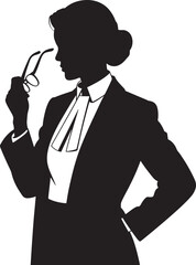 Silhouette of a professional woman holding eyeglasses lawyer attorney legal concept