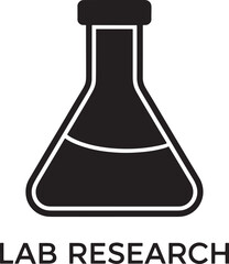 Simple black and white illustration of a laboratory erlenmeyer flask symbol for science