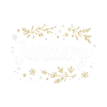January texr design floral vector 