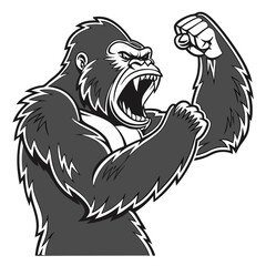 Muscular Gorilla Beating Chest
