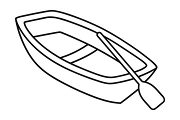 Simple line drawing rowboat with oar continuous-line art