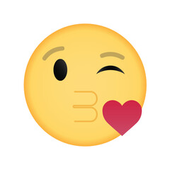 Winking emoji blowing kiss with heart