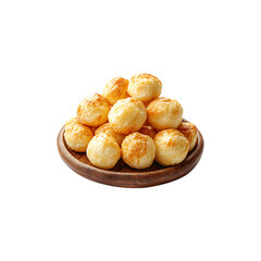 Golden Brazilian Cheese Bread with Fluffy Center Isolated on Transparent Background, png