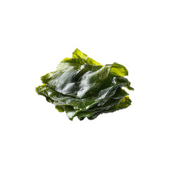 Fresh Green Edible Seaweed with Wavy Texture, Isolated on Transparent Background, png