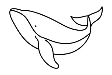 Fototapeta premium Simple line drawing of a whale ocean animal continuous line art