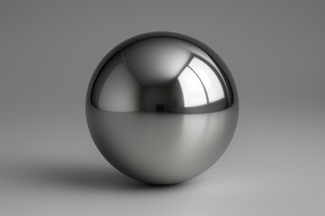 Polished metallic silver sphere with reflective surface for modern design and decorative applications
