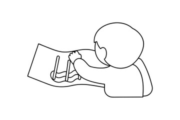 Child drawing waves continuous line art illustration