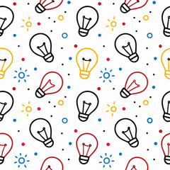 Colorful light bulb pattern with abstract elements