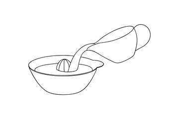 Continuous-line drawing of juice pouring into bowl