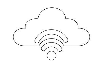 Cloud computing wireless network continuous line art icon