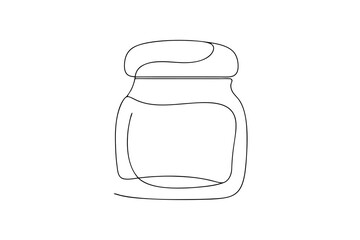 Single line drawing of a glass jar container