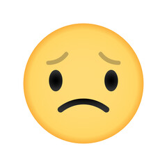 Worried face emoji with sad and anxious expression