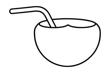 Refreshing coconut drink continuous-line illustration