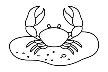 Cute cartoon crab on beach continuous-line drawing