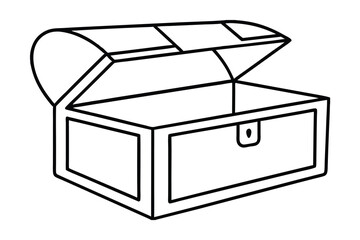 Open wooden treasure chest continuous-line drawing illustration