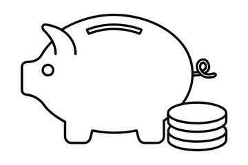 Piggy bank savings continuous line art illustration