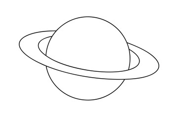 Simple line drawing of a planet with rings continuous-line art