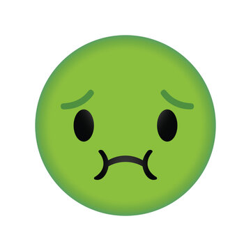 Green nauseated face emoji feeling sick