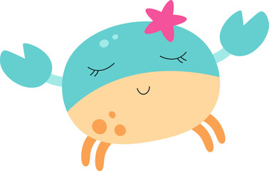 Cheerful Crab with Starfish