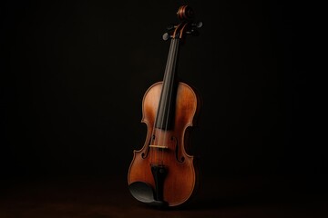 Fototapeta premium Professional Violin Portrait with Rich Wood Grain Texture and Classical Musical Instrument Craftsmanship Detail