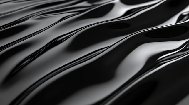 Captivating glossy black lacquer surface with soft curves creating an elegant minimalist luxury atmosphere