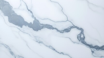 Crisp glacier white marble etched with steel-blue and graphite veins in fractal formations
