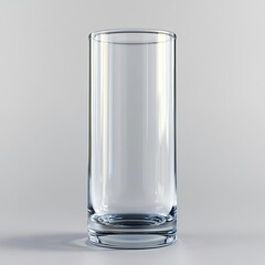 Empty Tall Clear Glass Isolated on White Background