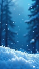 Shimmering blue winter scene, delicate snowflakes falling, frosty glow, bright, cold, wallpaper