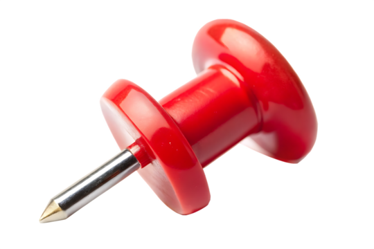 Macro Photograph of a Single Red Push Pin Studio Lighting Shiny Surface A I G E N E R A T E D - P N G isolated on a transparent background