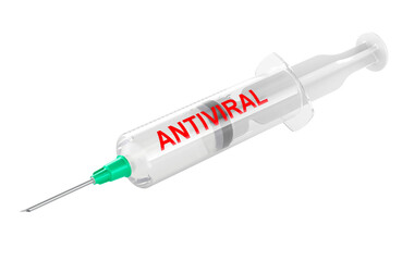 Syringe with Antiviral. 3D rendering isolated on transparent background