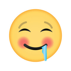 Smiling drooling face emoji with desire expression