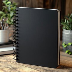 notebook and pen on wood table