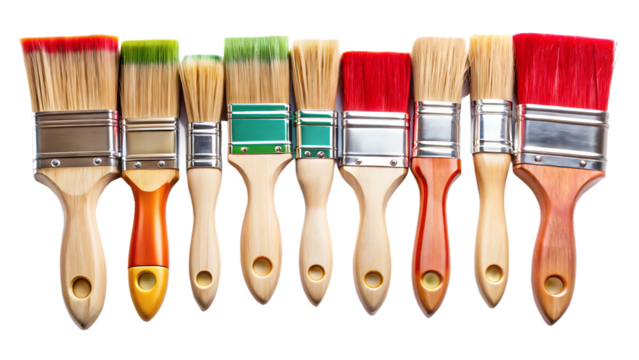 paint brush set - isolated - on a white background png, ai generated