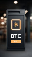 Vertical banner design for cryptocurrency kiosk featuring bitcoin symbol
