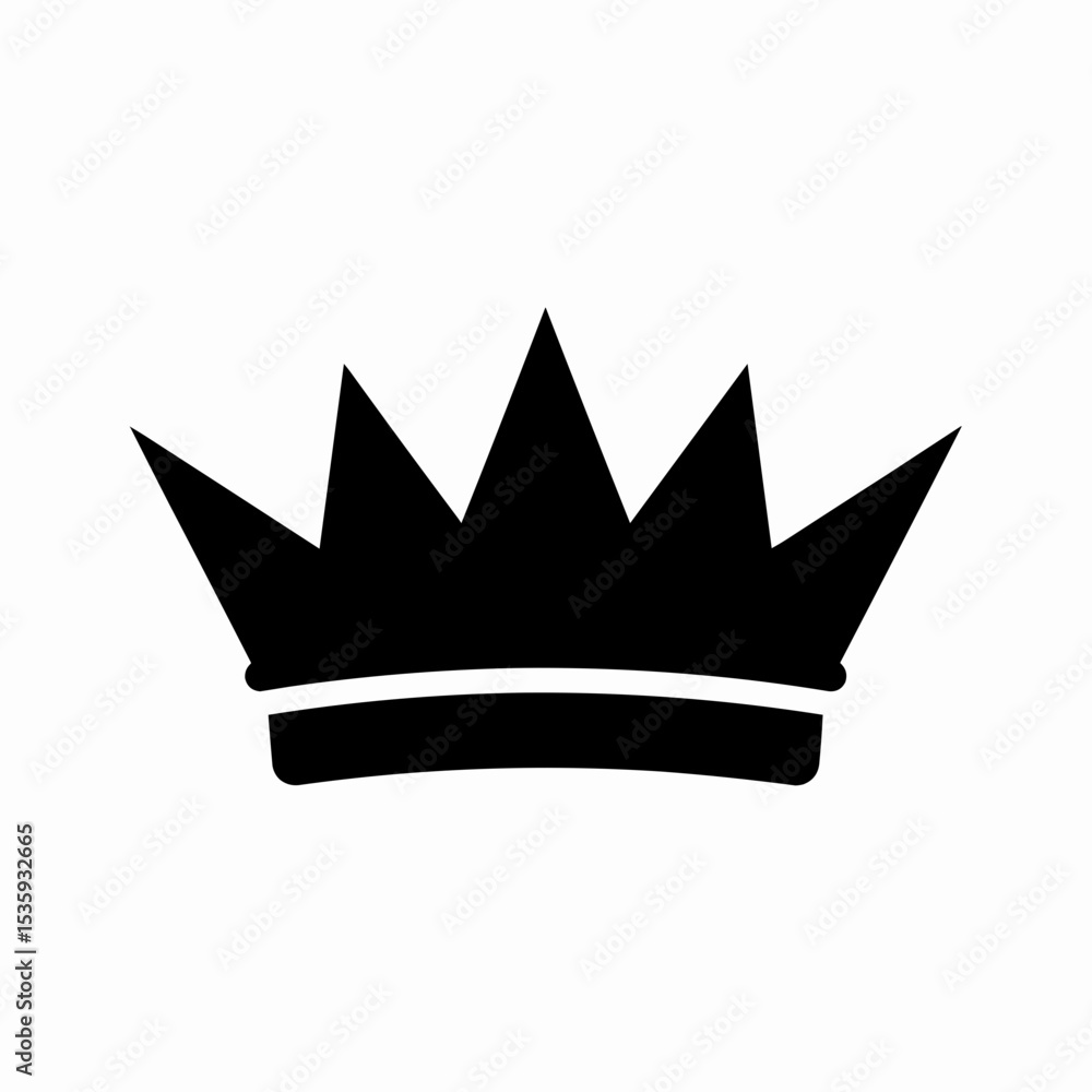 Aufkleber this high-quality image features a solid black crown silhouette with a horizontal base band and five