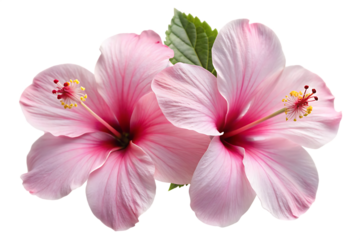 Two Light Pink Hibiscus Flowers Studio Lighting Closeup Shot Delicate Petals Vivid Colors Botanical Image A I G E N E R A T E D - P N G isolated on a transparent background