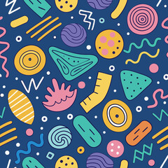 Vibrant abstract pattern with colorful shapes and lines