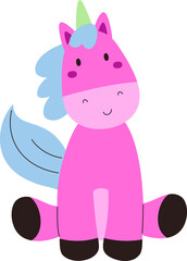 Smiling Unicorn with Blue Mane