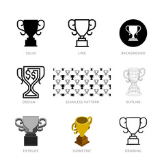 Each trophy icon has its own creative design, and each design can meet the needs of different jobs. Vector and Illustration.