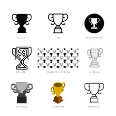 Each trophy icon has its own creative design, and each design can meet the needs of different jobs. Vector and Illustration.