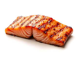 Grilled salmon steak with visible grill marks, perfect for healthy food or seafood visuals. Generative AI