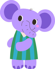 Playful Elephant in Striped Outfit