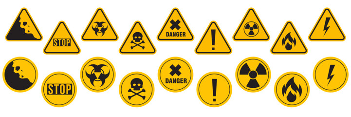 Hazard Warning Sign Collection for Safety, UI Design and Industrial Applications