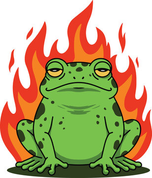 Burning Frog Meme Illustration 
