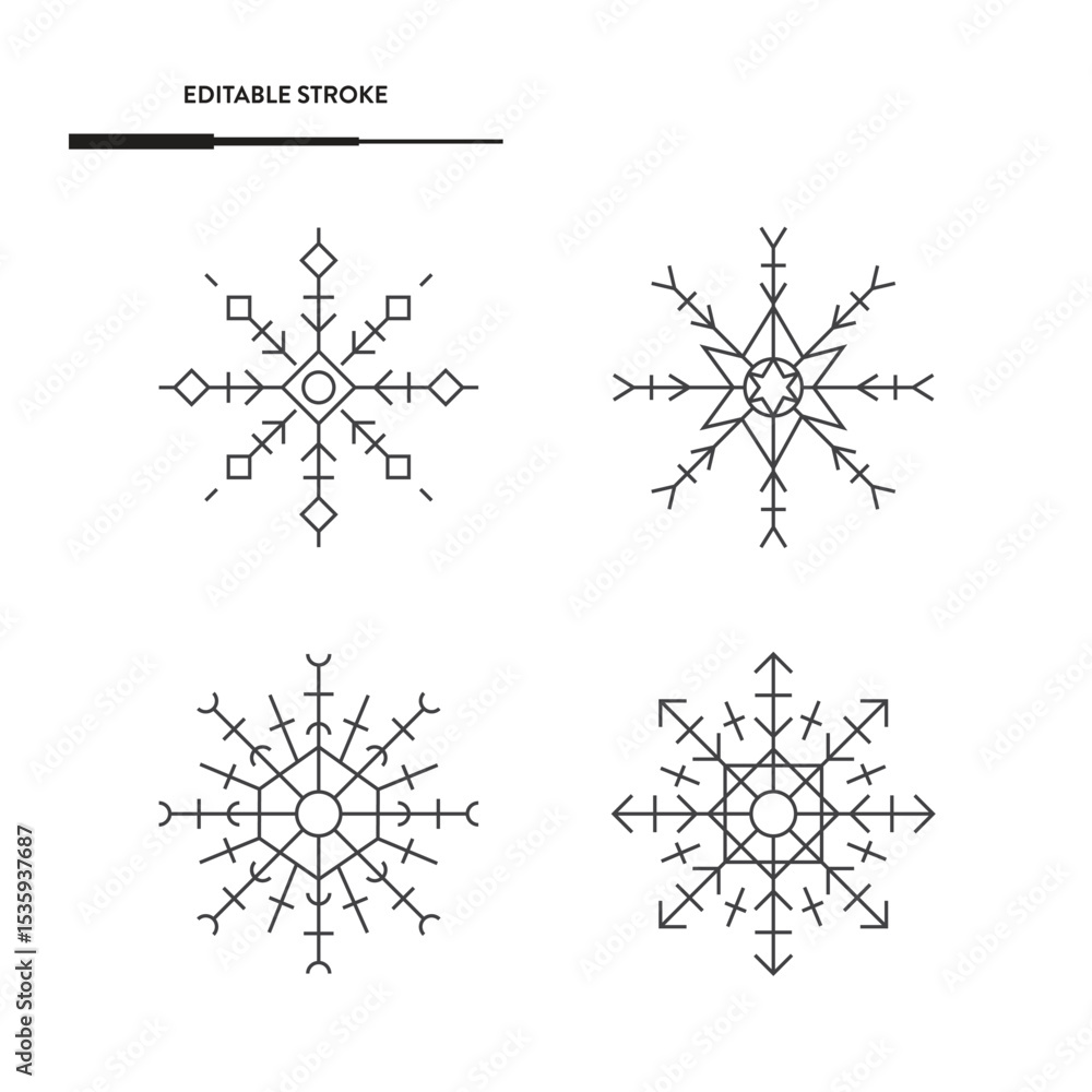Poster snowflake icon set vector design.